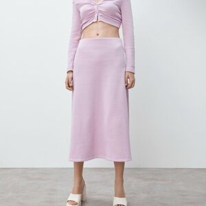 ZARA soft A-line midi skirt Mauve/Pink/Purple color